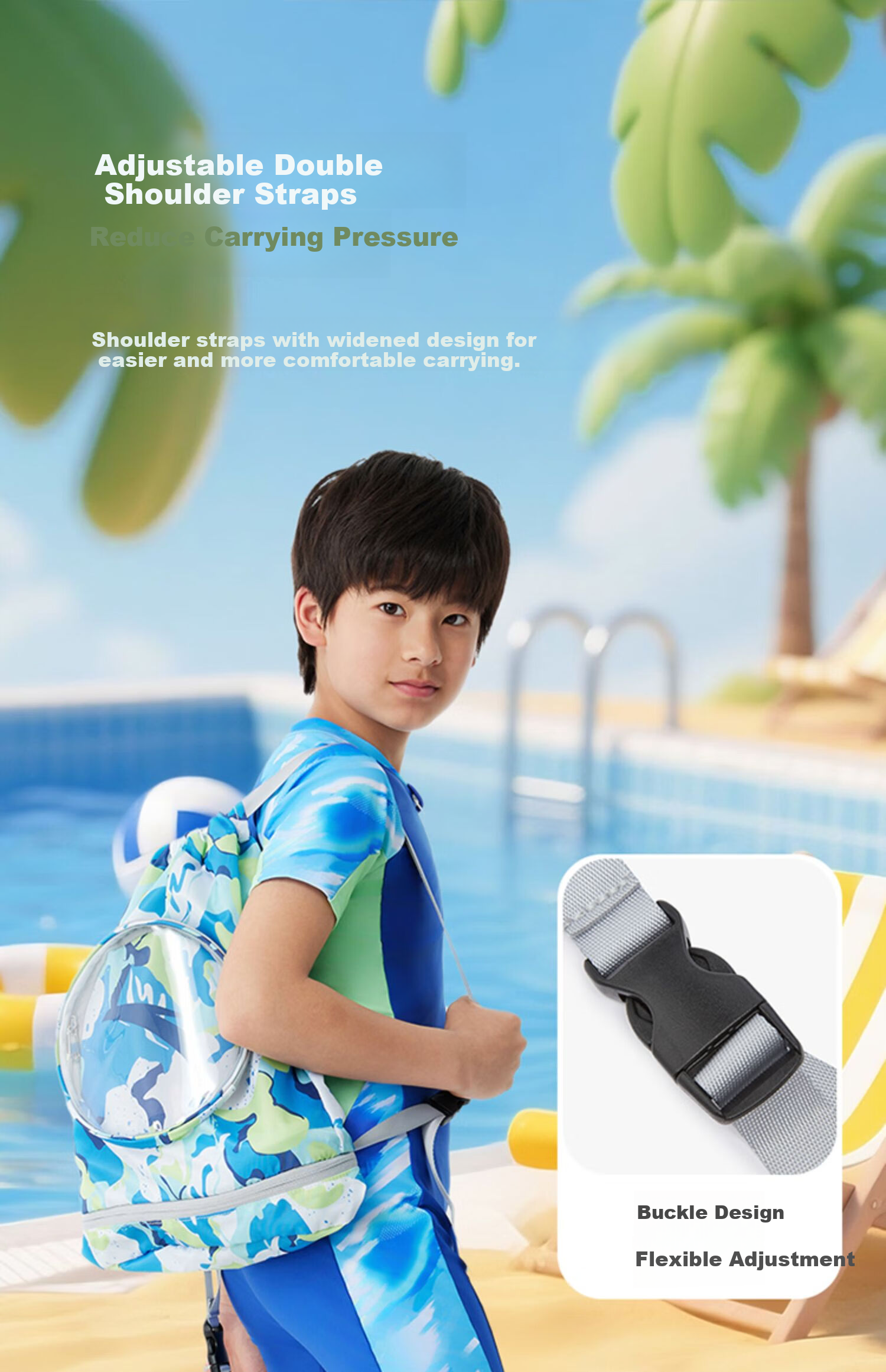 ANTA Children's Swim Bag with Dry-Wet Separation, Waterproof Storage, for Boys And Girls, Sports Fitness Bag, Swimming Equipment Storage Swim Bag 3