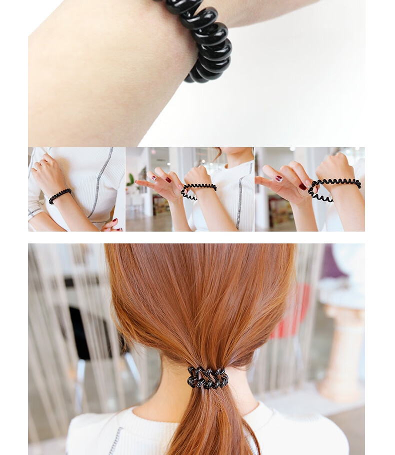 Jiaoxuefei Telephone Line Hair Ties, Small Size, 20 Pieces, Black, Elastic Hair Bands, High Elasticity Hair Ties And Bands 4