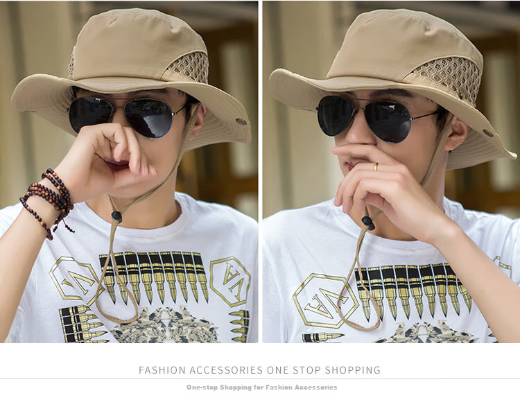 GLO-STORY Sun Hat for Men, Outdoor Fisherman's Hat, Mesh Sun Hat MMZ824248 Coffee 1