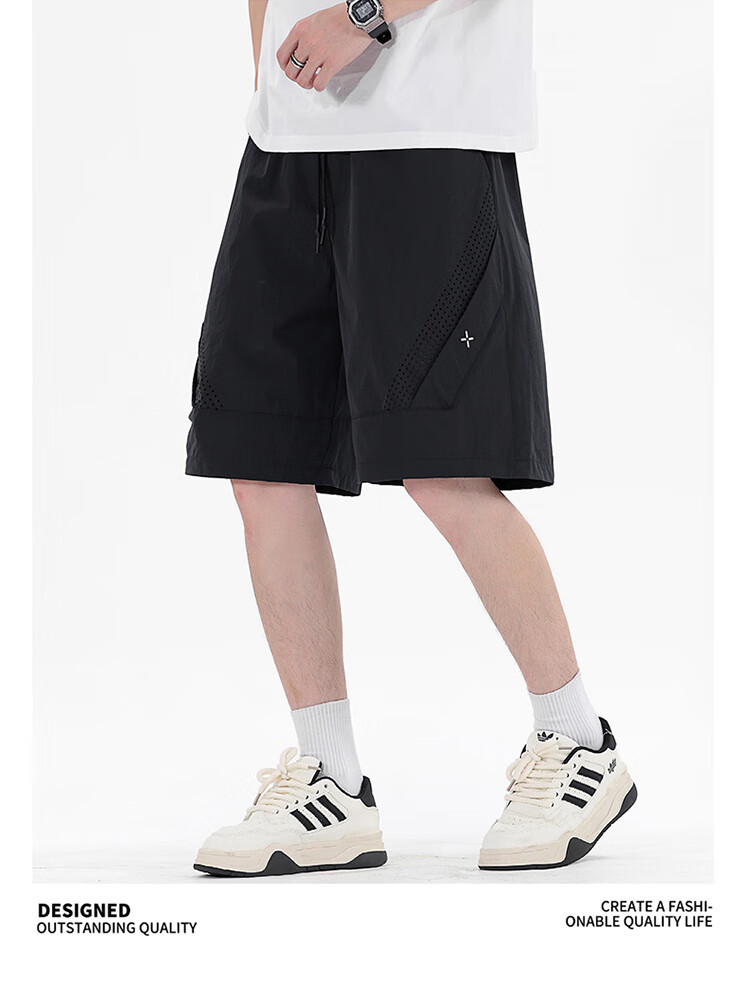 I'M DAVID Men's Summer 2025 New Breathable Casual Basketball Sports Mid-Length Shorts Trendy Ice Silk Quick-Dry Five-Point Pants 8