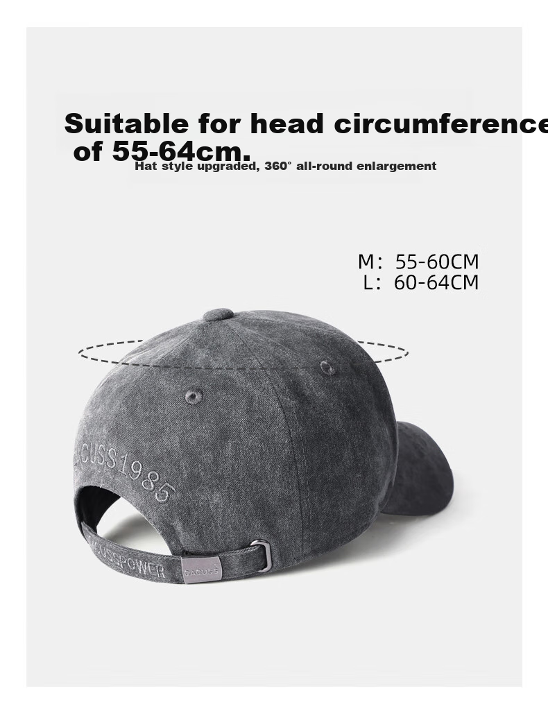 CACUSS Baseball Cap for Men, All-Season, Large Head Circumference, Face-Slimming, Sports Casual Fashion Sun Protection Hat, Black Medium Size 3