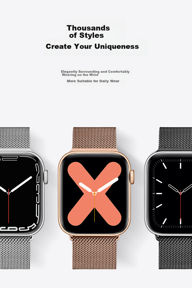 M&Q Suitable for Apple Watch Band, Compatible with Apple IWatch Milanese Loop S8/7/6/SE/5/Ultra 2