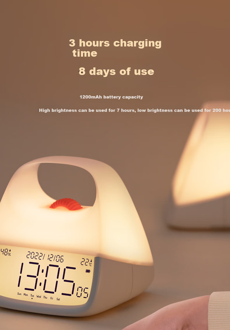 BANDIAN ORIGIN, Handheld Night Light Alarm Clock, Creative Bedroom Bedside Clock with Temperature And Humidity Display, Multifunctional Sleep Aid Night Light, Baby Feeding Light 8