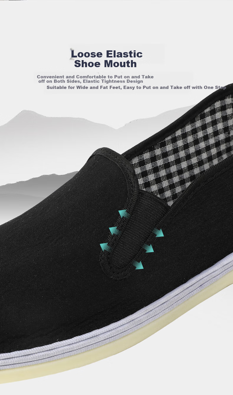 FOOTOPPO Men's Cloth Shoes with Traditional Beijing-Style Cowhide Soles, Slip-On Men's Breathable Soft-Soled Multi-Layered Shoes for Elderly 6