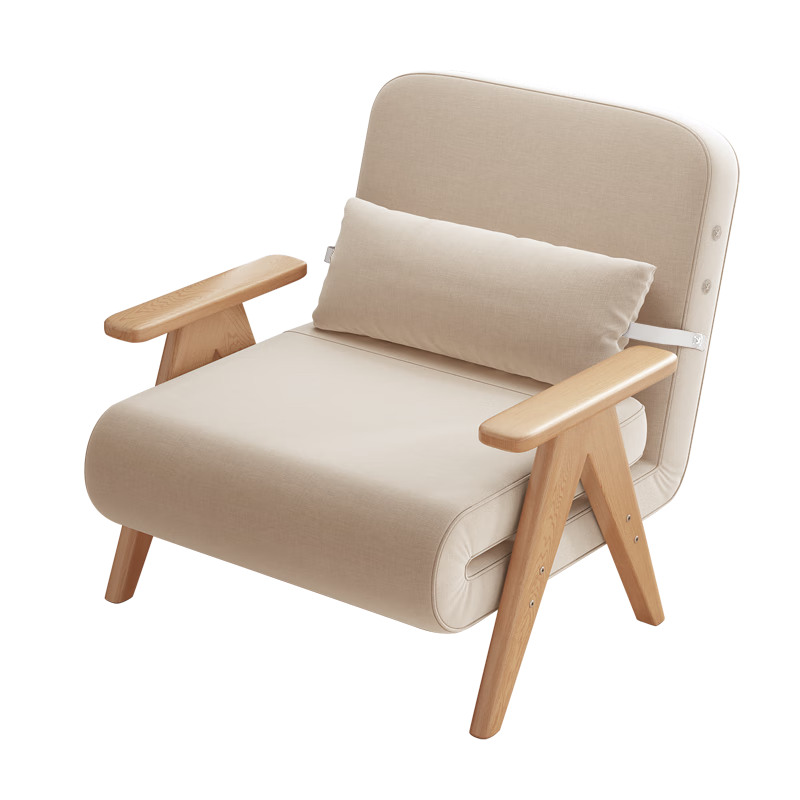 LUOSEN Removable Washable Fabric Single Sofa Bed Nordic Small Apartment Foldable Simple Multifunctional Dual-Use Sofa 80cm