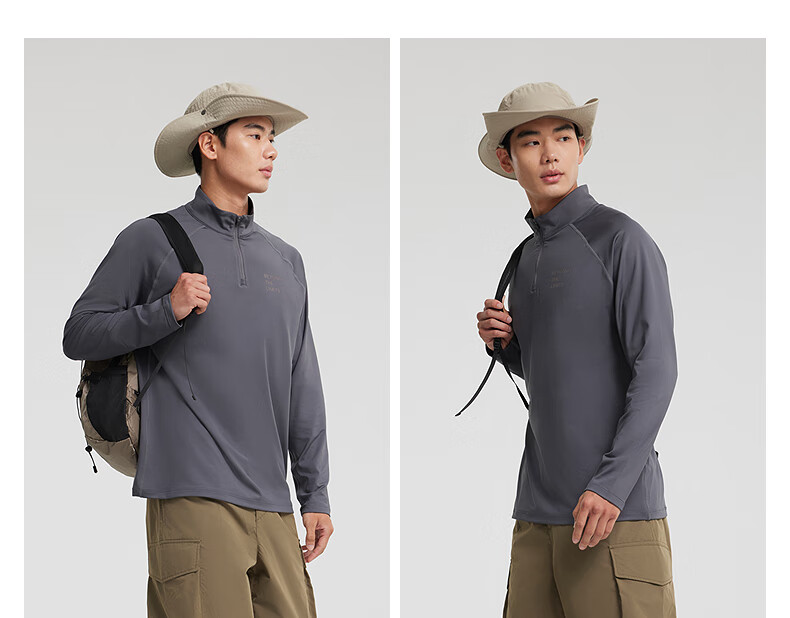 Metersbonwe Casual Long Sleeve Unisex 2025 Spring New Half-Zip Breathable Outdoor Sports T-Shirt 7