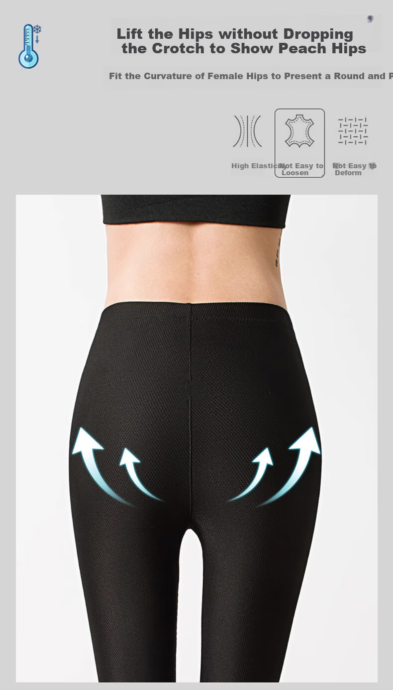 LangSha Ice Silk Leggings for Women, Summer Thin Style, Elastic High-Waisted Slim-Fit Tights, Black Nine-Point Pants 5