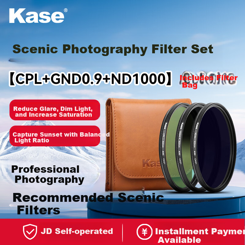 Kase Landscape Filter Set: CPL Polarizing Filter + ND1000 Neutral Density Filter + GND0.9 Graduated Filter, Travel And Landscape Photography Kit for Sunrises And Sunsets, 82mm