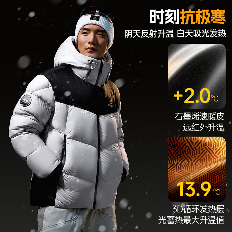 CAMEL Volcano PRO Goose down Jacket, Dilire Hotba's Style, Men's And Women's down Coat, Thickened Hooded Outerwear M35CR07101