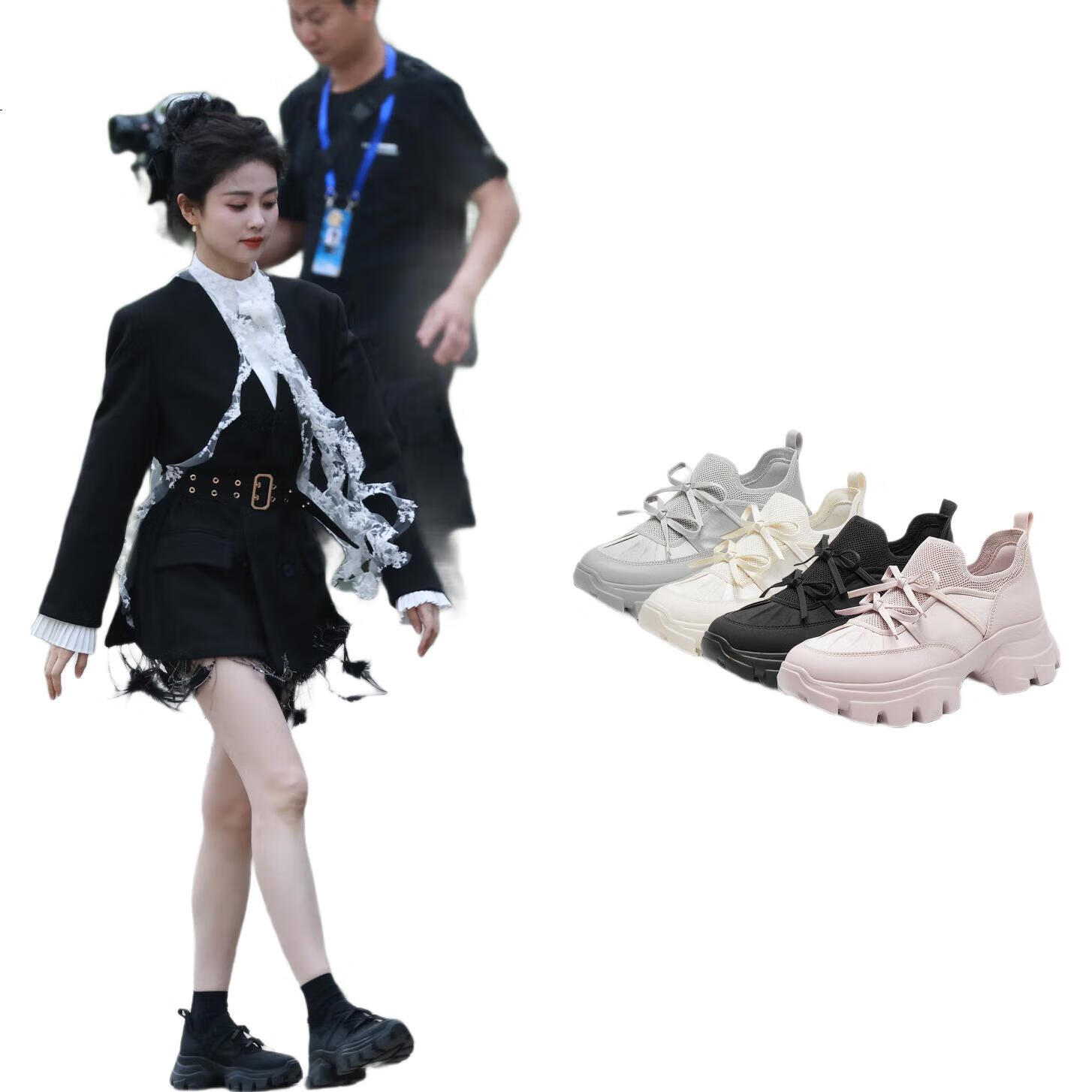 Женские кроссовки STACCATO Yang Mi's Same Style 2026 Spring Butterfly Island Dad Shoes, серебристо-серые, размер 39