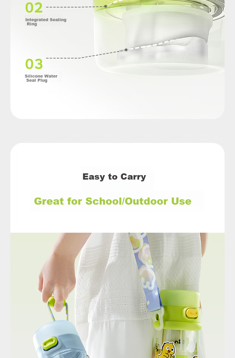 Babycare Children's Water Bottle, Summer Straw Cup, Training Cup, Portable Outdoor Sports Direct Drinking Cup for Kindergarten And School Use 14