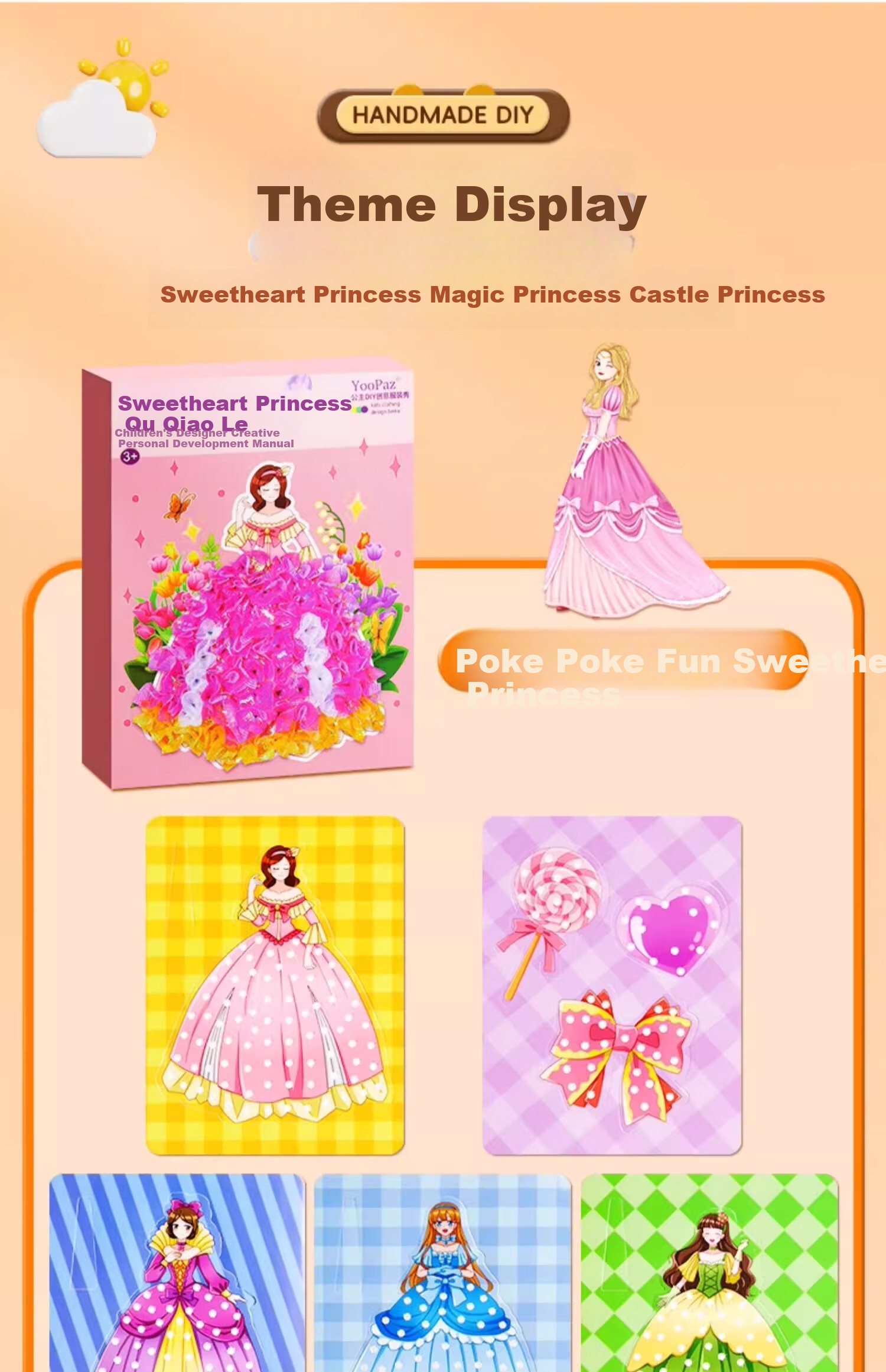 Lankupa Princess Sticker Book, Quiet Craft DIY Dress-Up Stickers, Drawing Toy for Girls Aged 3-6, Mid-Autumn Festival Gift 16