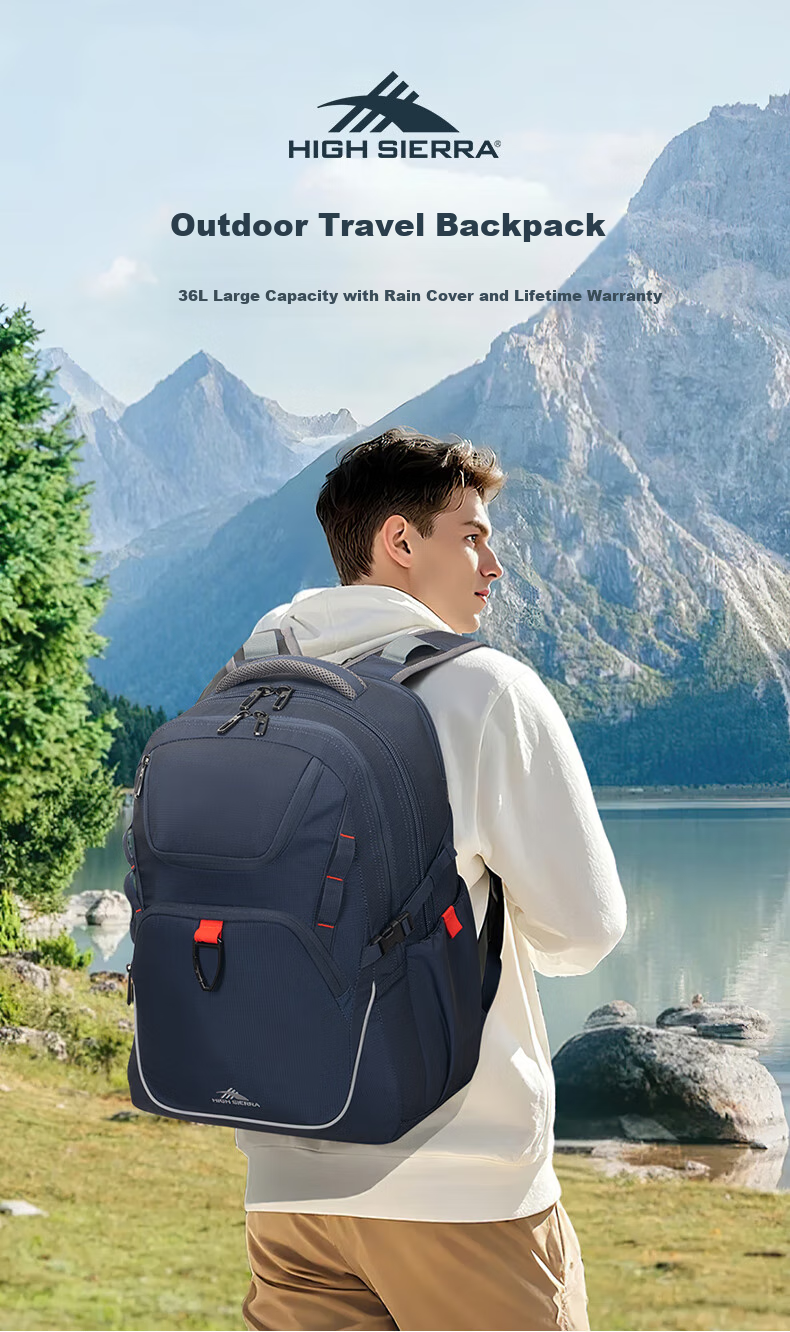 High Sierra Hiking Backpack for Men, Outdoor Sports Backpack, Water-Resistant Travel Bag, 16-Inch Commuter Large Capacity Backpack 3