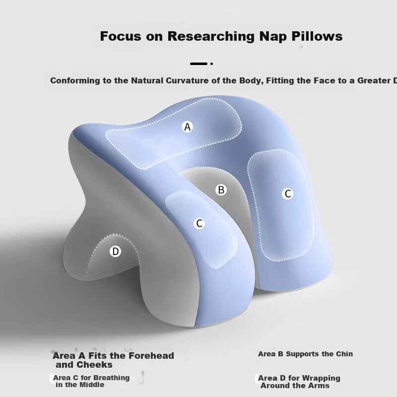9I9 Elementary School Student Nap Pillow, Office Lunch Break Sleeping Aid, Children's Prone Sleeping Pillow, Desk Hugging Pillow, Blue