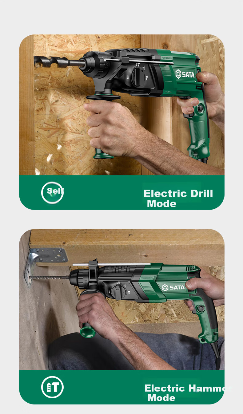 Shida (SATA) Lightweight Electric Hammer, Pickaxe, And Drill Three-In Multi-Function High-Power Impact Drill for Drilling Walls D05734 Upgraded Versio 15