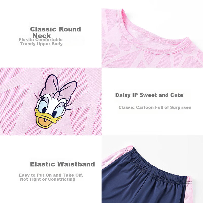 Disney Girls' Short Sleeve Set Children's Quick-Dry Ice Silk T-Shirt Sports Outfit Summer Lavender Purple 140