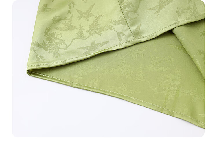 Zhimu Children's Clothing, New Chinese Style Satin Button Stand Collar Boys' Shirt, 2025 Summer New Kids' Wear, Green, Size 150 12