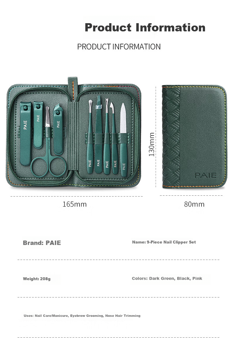 PAIE Nail Clipper Set, Home-Use High-Quality Nail Clippers, Portable Nail Clipper Kit for Men And Wome 9