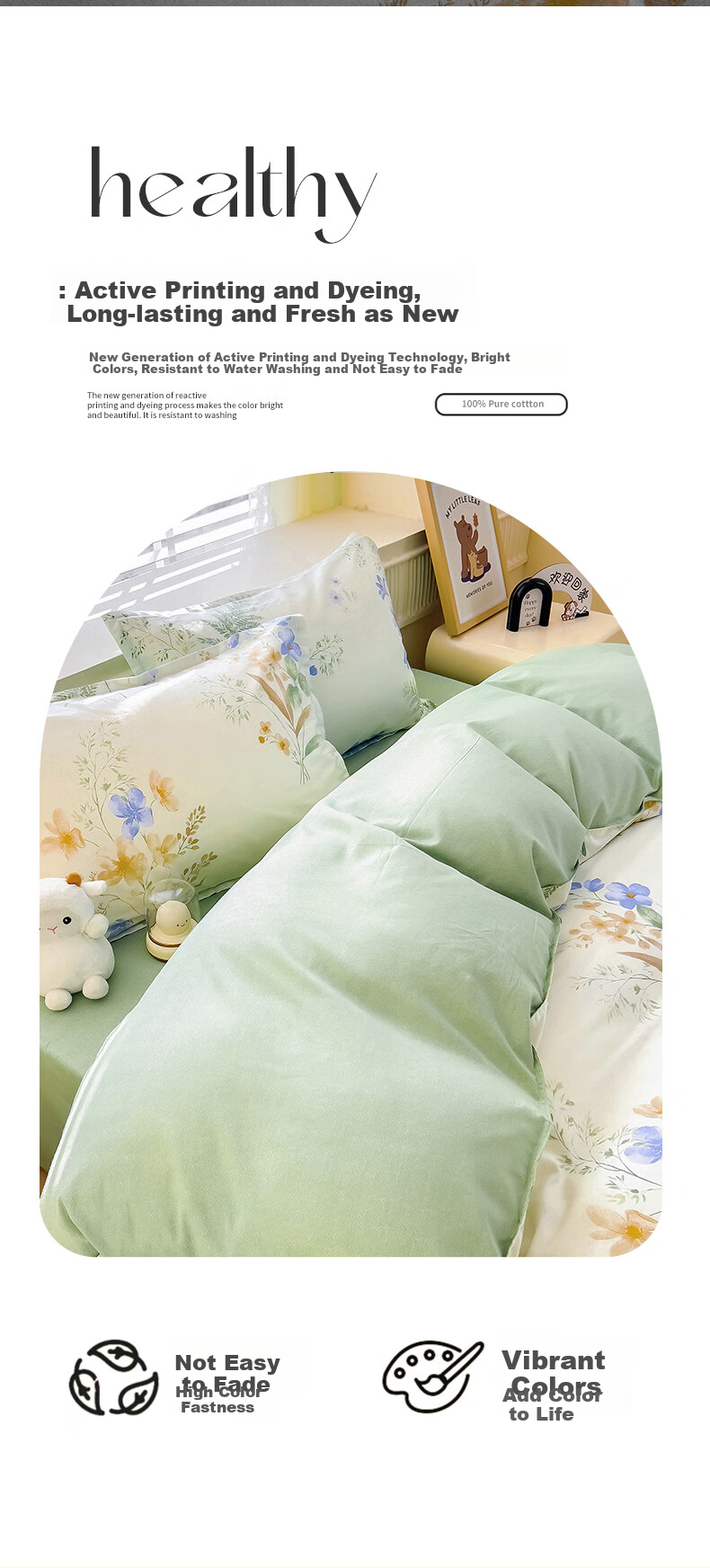 Mengshina A-Class 100% Cotton Duvet Cover Single Pure Cotton Quilt Cover Pastoral Style Double 200*230cm Floral Romance 11