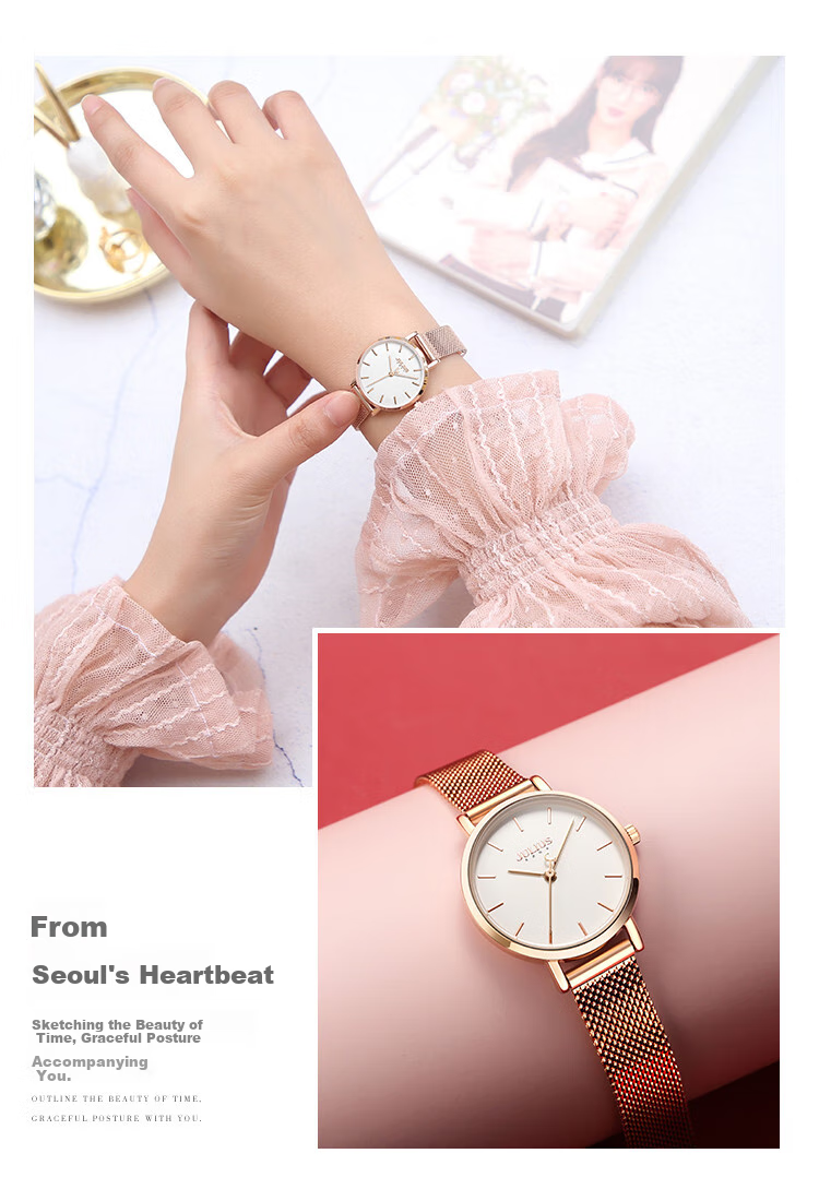 Julius Women's Watch, Fashionable Student Simple Elegant Trendy Waterproof Quartz Ladies Watch, Rose Gold White Face JA-1164LC 9