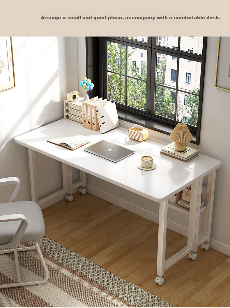 Jingzhihongwei Folding Computer Desk, Bedroom Home Desktop, Student Writing Desk, Simple Modern Writing Table, Mobile Work Office Desk 15