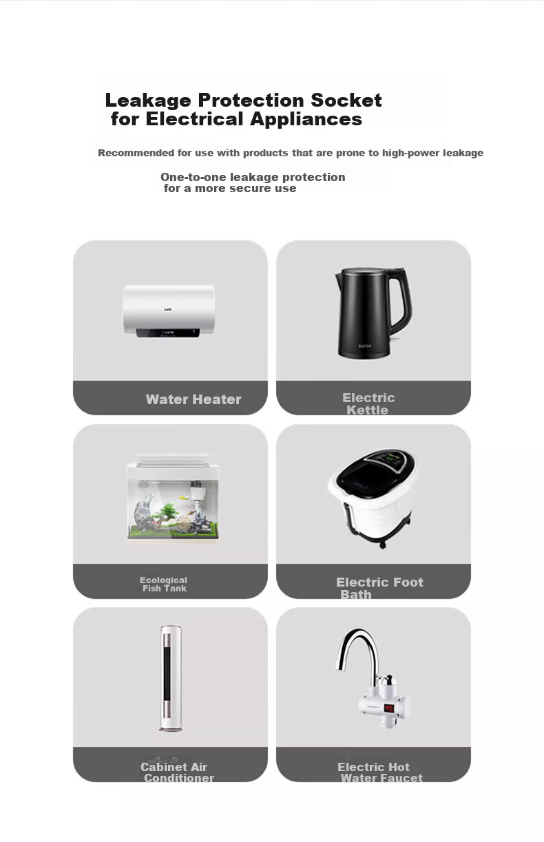 FDD Leakage Protection Plug, Household Appliance Water Heater Waterproof And Electric Shock Prevention Device, Socket Adapter, Thickened Version - Leakage Protection Plug 16A (Direct Insert Type) 5
