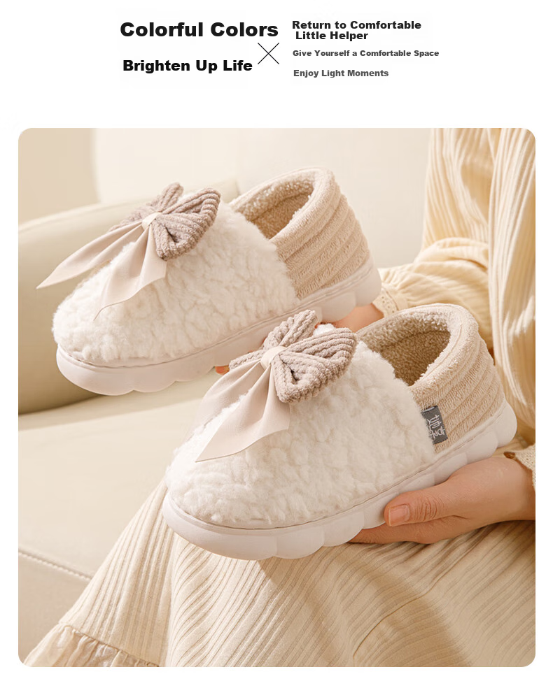 Taxiang Cotton Slippers for Men And Women, Indoor Home Use, Thick Sole, Warm Plush Cotton Shoes TR239 12