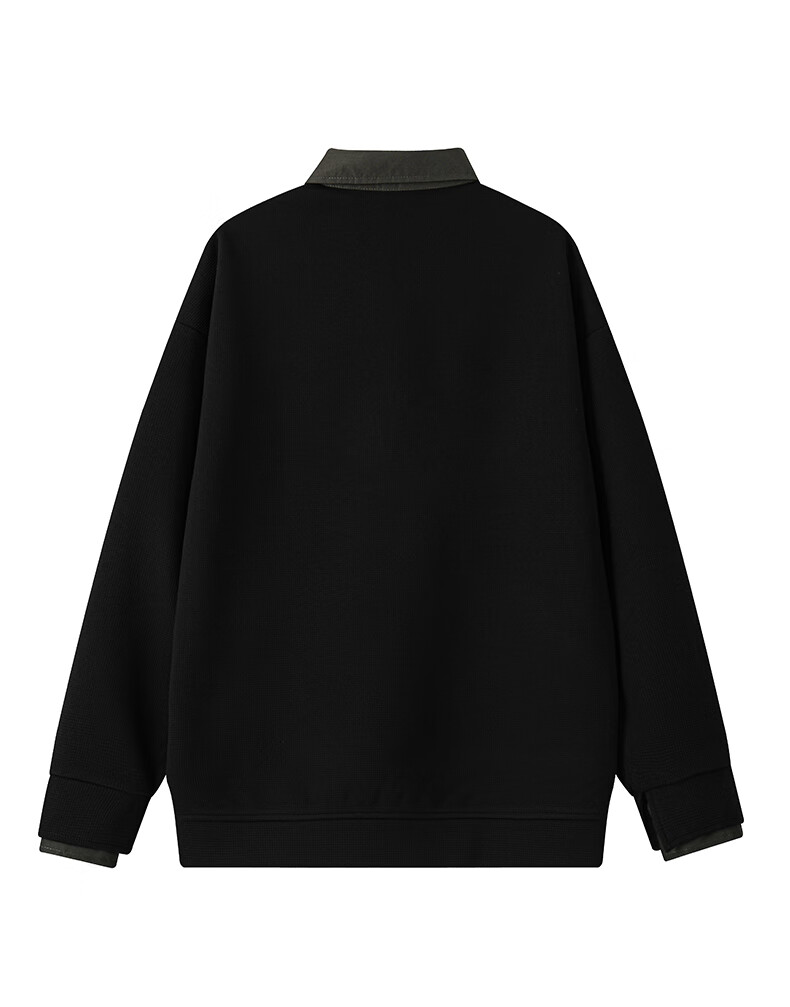:CHOCOOLATE It Men's Faux Two-Piece Sweatshirt, Spring And Autumn Patchwork Casual Pullover Shirt with Collar Top, Apricot Color, XL 5