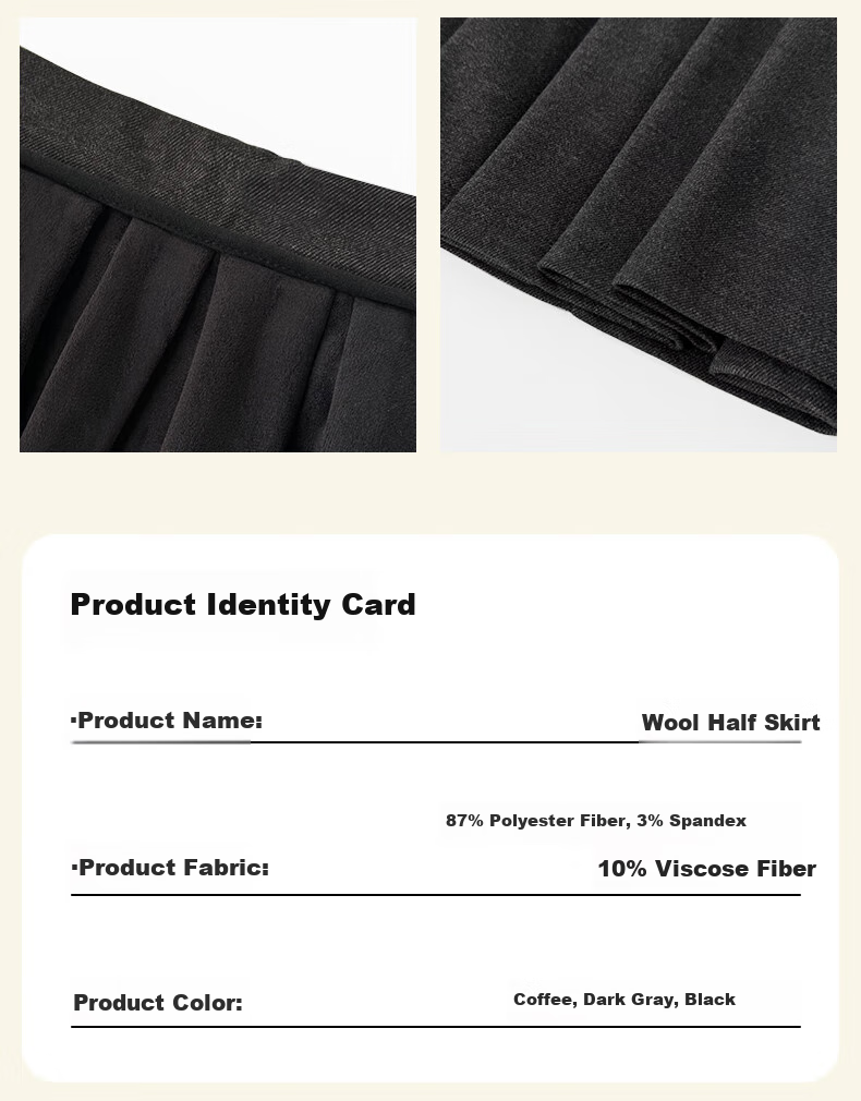 LangSha Women's Woolen Feel Skirt 2026 Spring Autumn High Waist Loose Slim A-Line Mid-Length Skirt 14