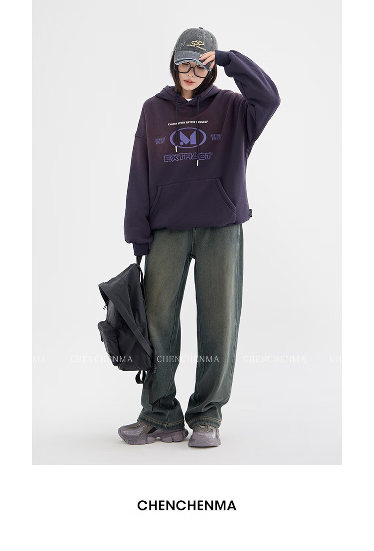 Chenchen Mom Gradient Parent-Child Gradient Color Hooded Fleece Sweatshirt 6762D 3