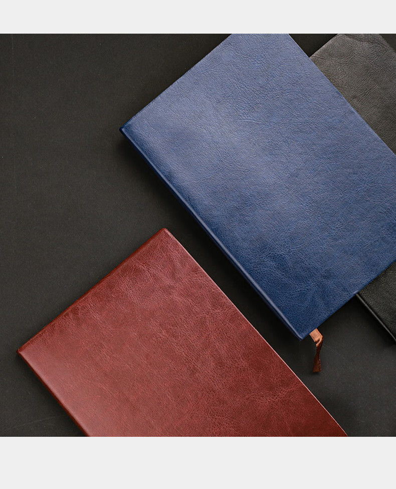Xuchen Stationery Soft Leather B5 Black Cover Notebook 100 Sheets 200 Pages Memo Book Business Office Meeting Record Book Student Exam Writing Notebook Customizable Logo 7