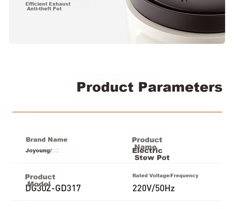 Joyoung Electric Stew Pot, Electric Clay Pot, Electric Stewing Cup, Soup Pot, High-Temperature Porcelain Bird's Nest Stew Pot, Porridge Cooking Tool, Specialized Pot for Stewing, 3L Large Capacity GD317 26