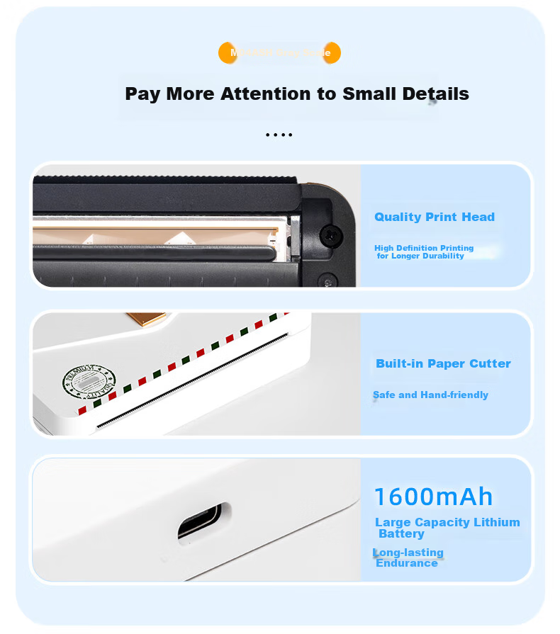 MR.IN Error Correction Printer M04ASH, 4-Inch Wide Ultra-Clear Gray Scale Student Error Correction Tool, Supports 2/3/4 Inch Printing, Home Study Printer with Adhesive Functio 14