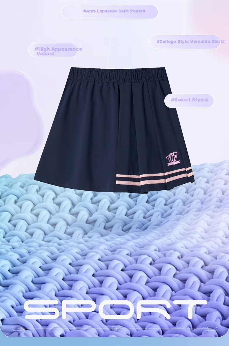 ERKE Girls' Short Skirt, Children's Baseball Skirt, Pleated Skirt for Older And Younger Kids, Pure White, Size 165 3