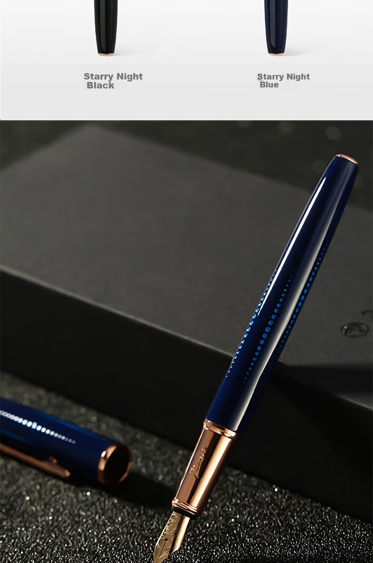 Pimio Starry Night Series Fountain Pen for Adults, Calligraphy Ink Pen, Business Birthday Gift for Men And Women, Signature Pen, Student Calligraphy Gift Pen, Starry Night Black 6