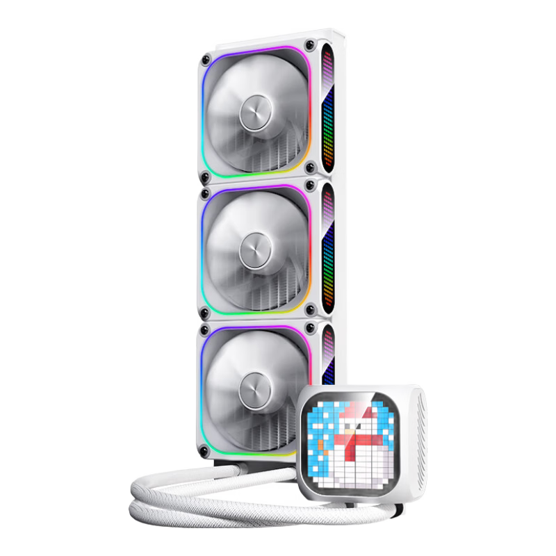 Aigo Star Cube 360 White CPU Cooler/360 Water Cooling with Screen/Matrix Pixel Screen/Customizable Animations/Aluminum Frame Fa
