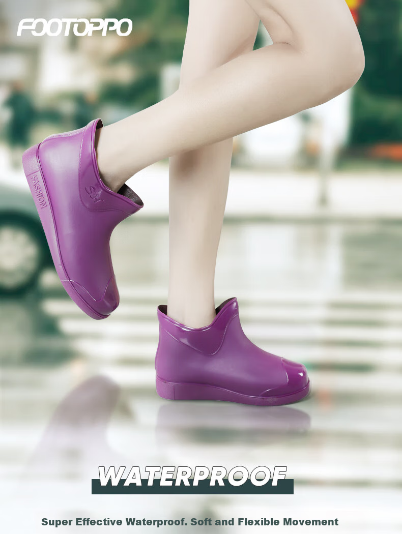 FOOTOPPO Women's Short Rain Boots, Water Shoes, Waterproof Boots, Rubber Shoes, Non-Slip Overshoes for Women, Adult Rain Boots 1