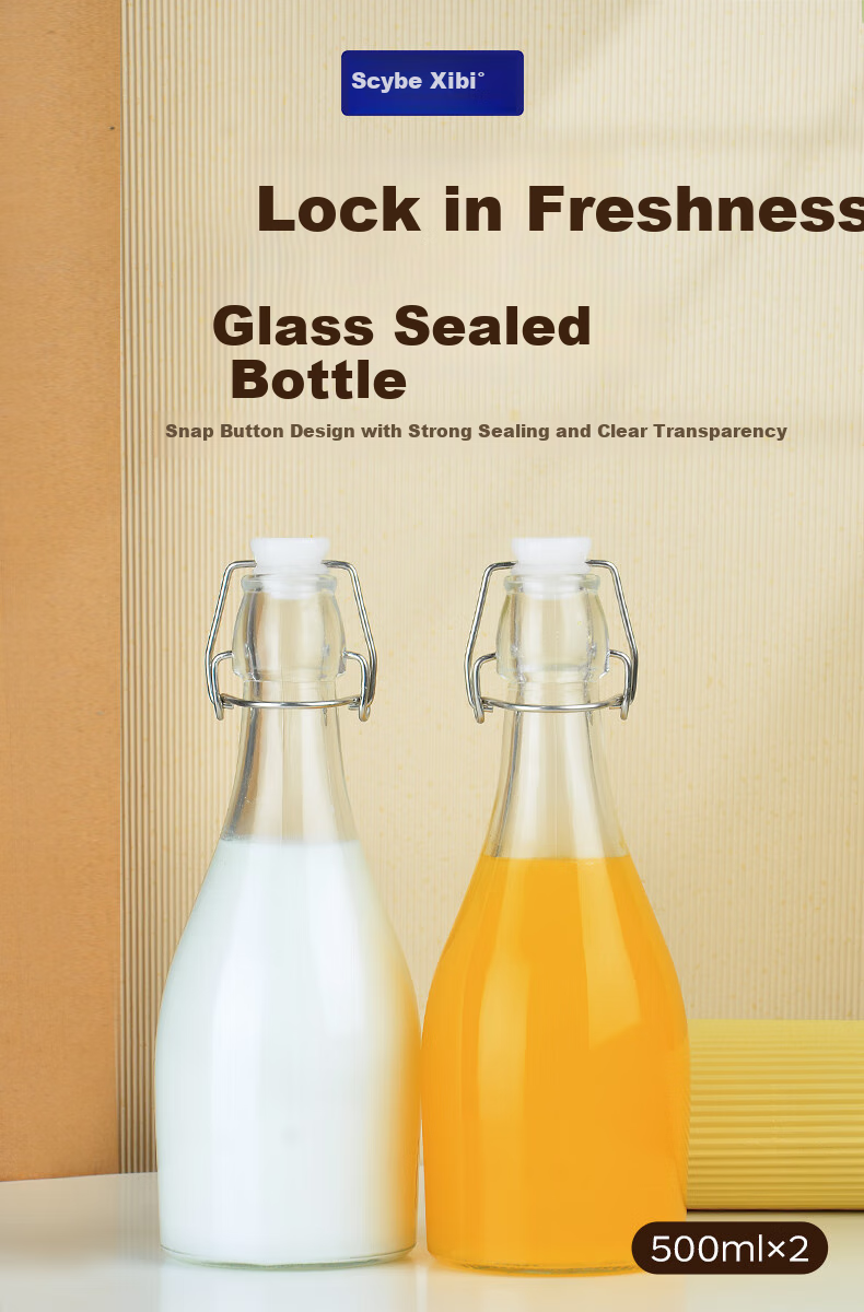 Scybe Infusion Bottle Empty Bottle for Infusing Liquor, Plum Wine And Juice Storage Bottle Sealed Wine Bottle Winton 500ml 2 Pieces 1