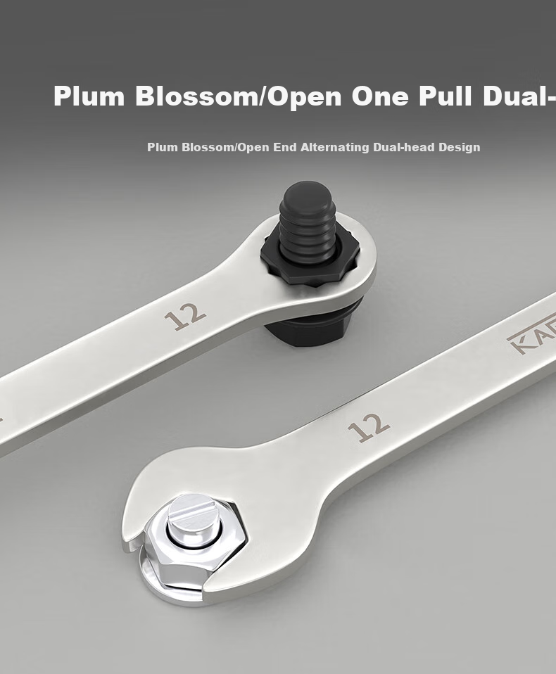 Kafuweier Plum Blossom Open-End Wrench Set, 5-11mm, 8-Piece Set, Small Dual-Use Wrench, Stainless Steel Model WR5609 4