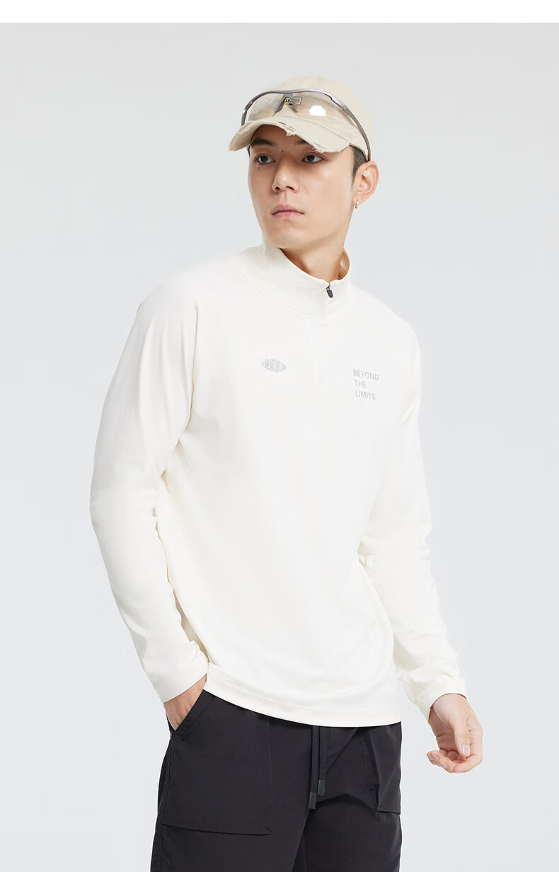 Metersbonwe Casual Long Sleeve Unisex 2025 Spring New Half-Zip Breathable Outdoor Sports T-Shirt 2
