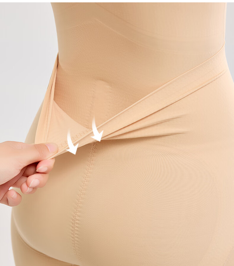 Tingmei Tummy Control Hip Lift Body Shaping Suit Double Abdomen Control Antibacterial Crotch No-Panty Body Shaper Black L 4