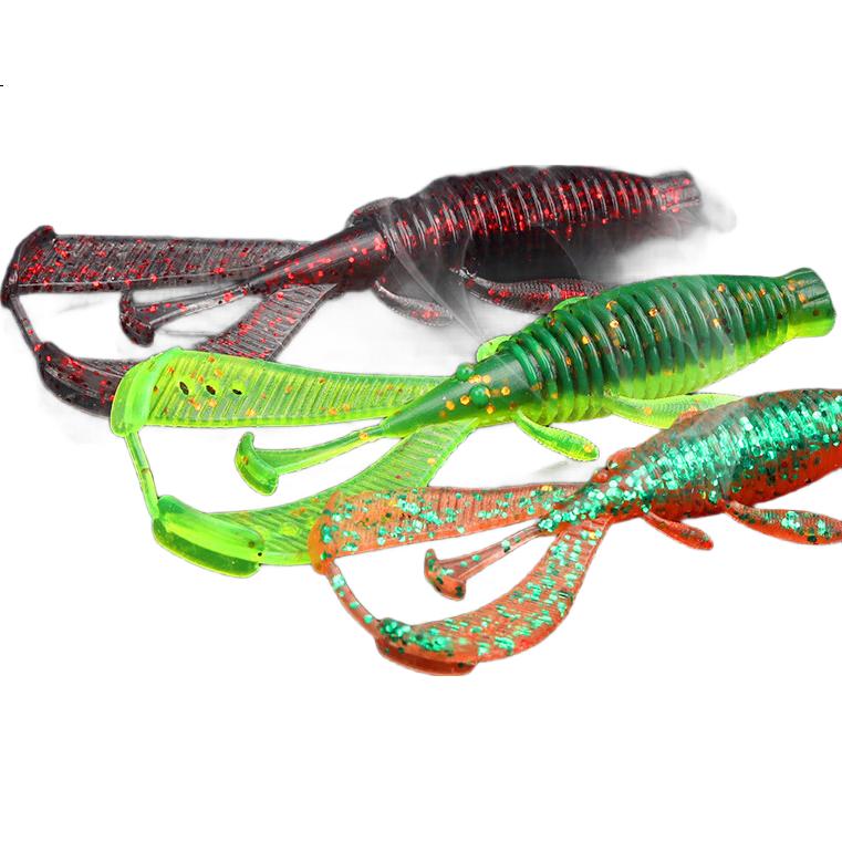 Мягкая приманка Guowangluya Lure Soft Bait Floating Shrimp Nede Fishing Set для черной ямы и донной рыбалки, для окуня и мандаринской рыбы, мягкий червь в форме креветки 76 мм-01-Лобстер