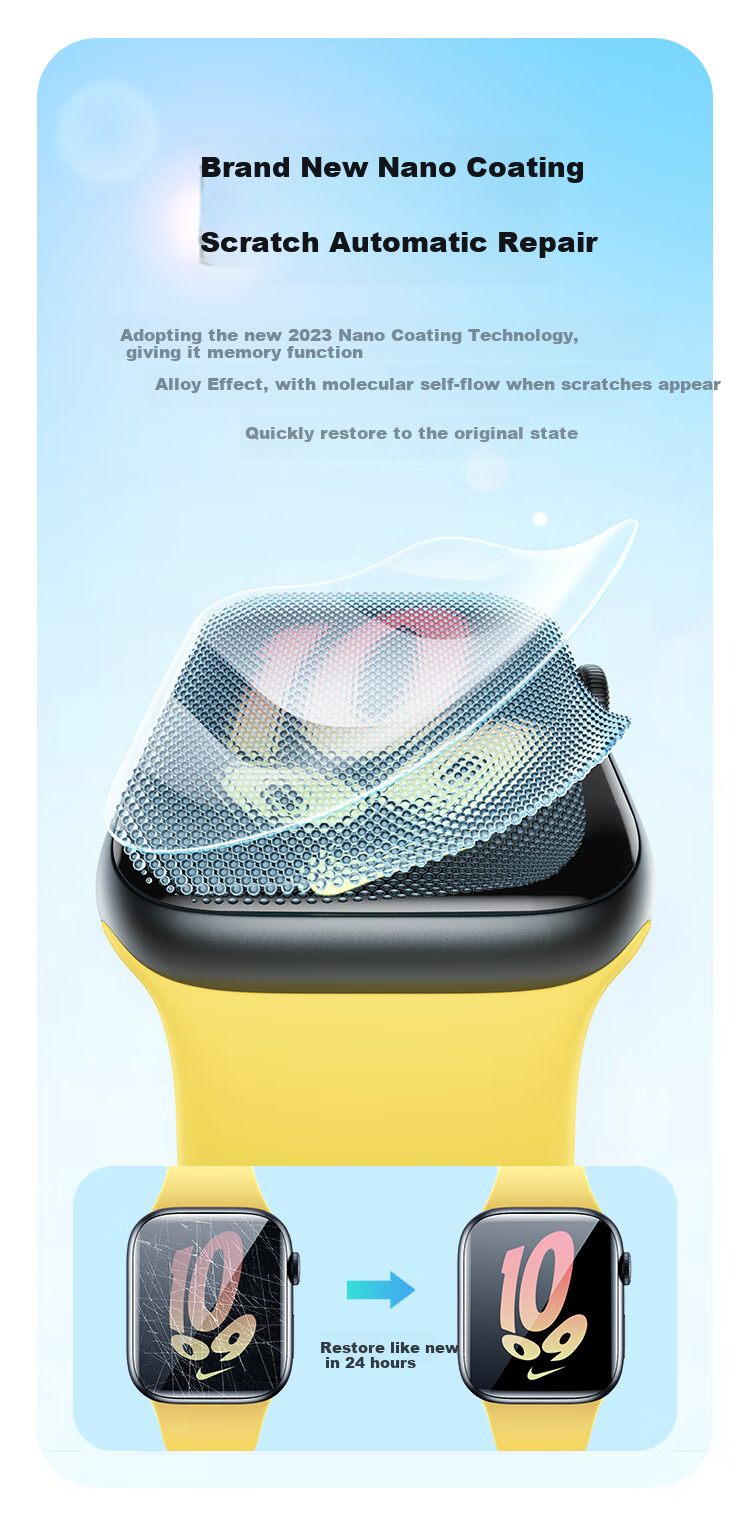 BASEUS [Edge Protection Compensation] Compatible with Apple Watch S12 Protective Film, S12 Watch Film, S11 Universal Apple Watch Protective Film, S10 Protective Film, Apple Watch Double Layer 3