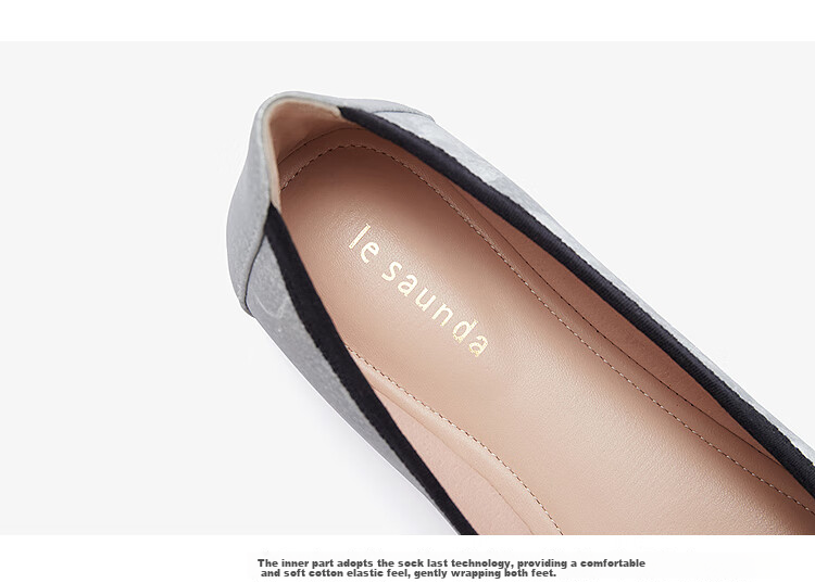 Le Saunda 2025 New Ink-Style Modern Chinese Commuter Low-Cut Low-Heel Women's Flats 5T02001 Black BKF Size 38 10