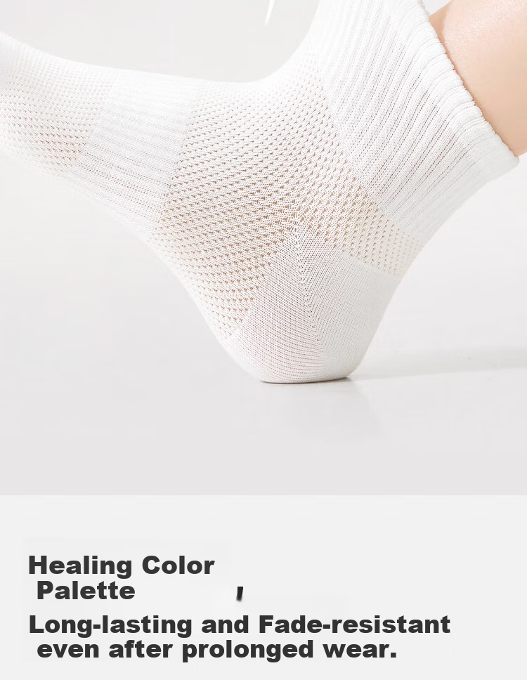 LangSha Summer Socks for Women, Pure Cotton 5A Antibacterial Mesh Breathable Comfortable Odor-Resistant All-Cotton Sweat-Absorbing Thin Mid-Calf Socks 9
