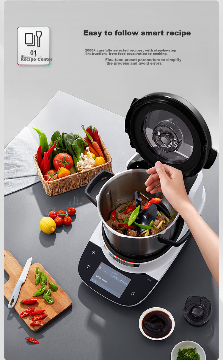 BOSCH [European Import] Cookit Intelligent Inspiration Pot AI Recipe Fully Automatic Cooking Machine Robot Multifunctional 30-In Chef Machine Electric Cooking Pot MCC9555CWC 14