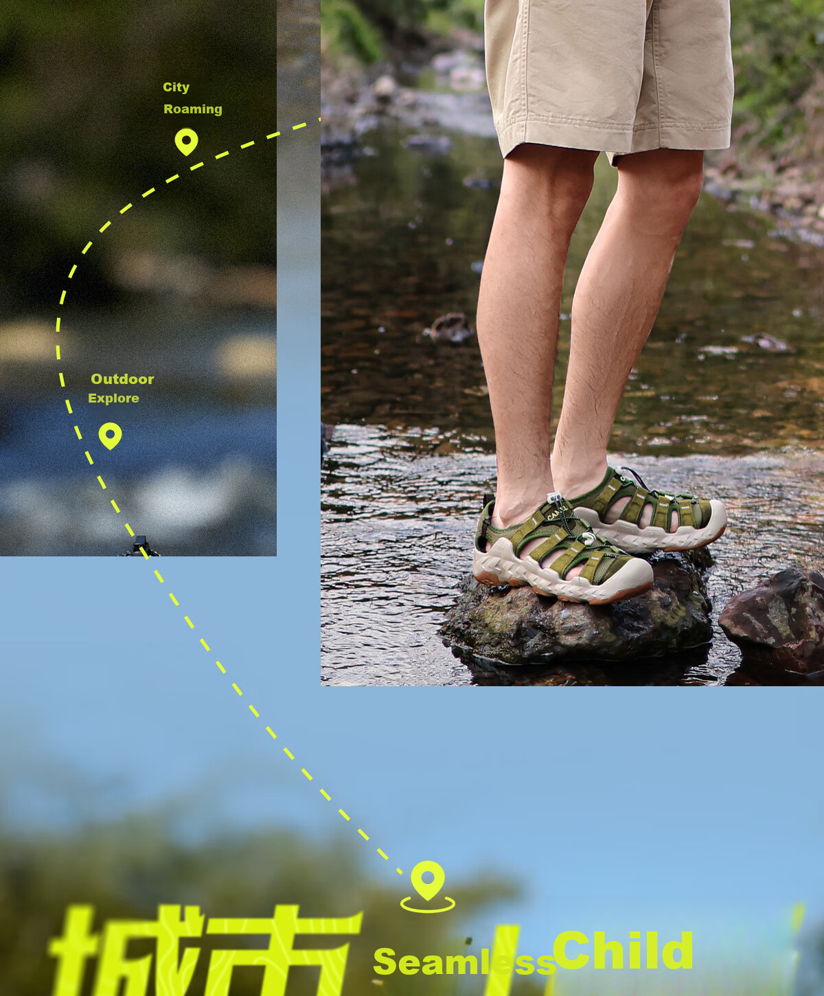 CAMEL Slip-On Shock-Absorbing, Non-Slip, Anti-Collision Lightweight Outdoor Stream Trekking Sandals for Men G15M380022 Light Green 40 4