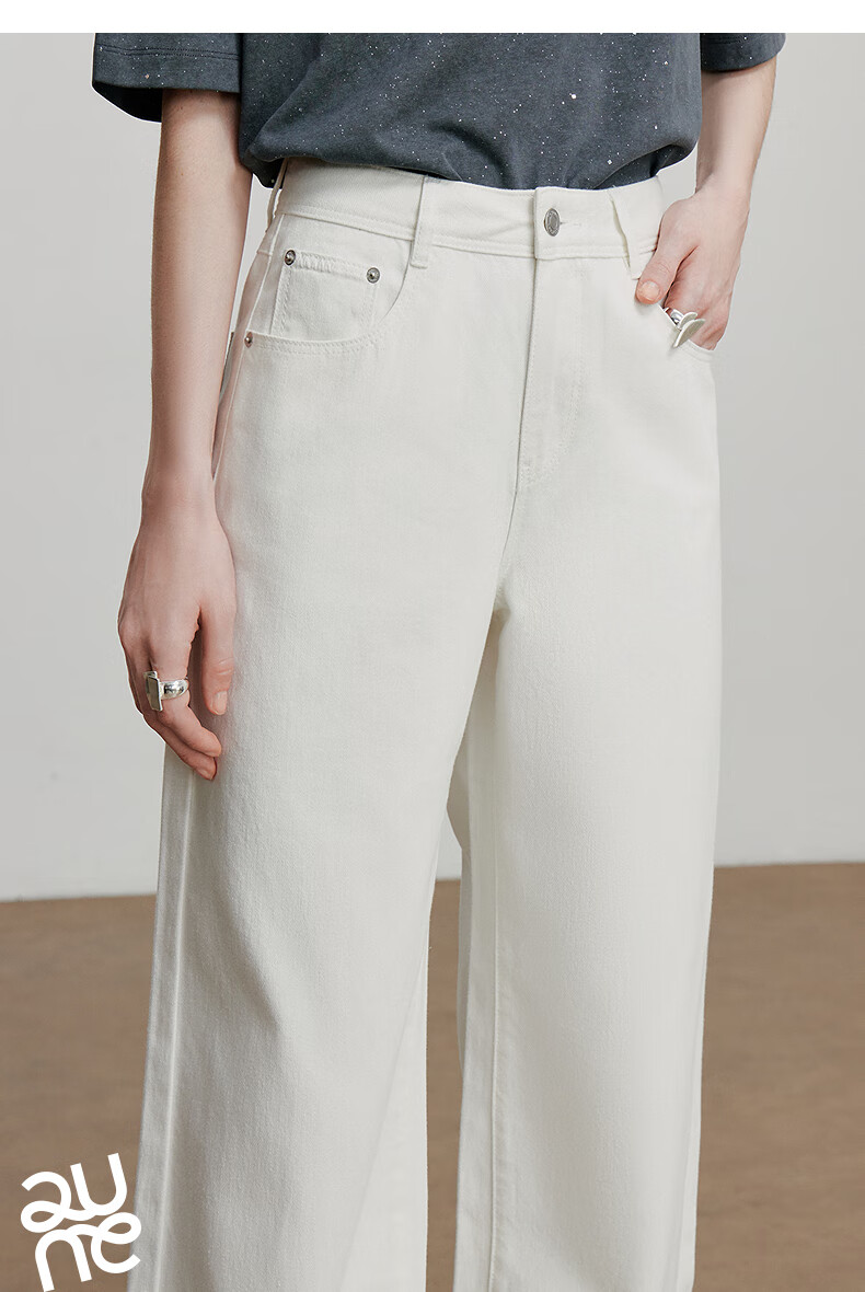 Chuyu Focus Acetate Puff Soft Denim Women's 2025 New Mid-Waist High Street Embroidered Wide-Leg Pants Sky Blue 28 23