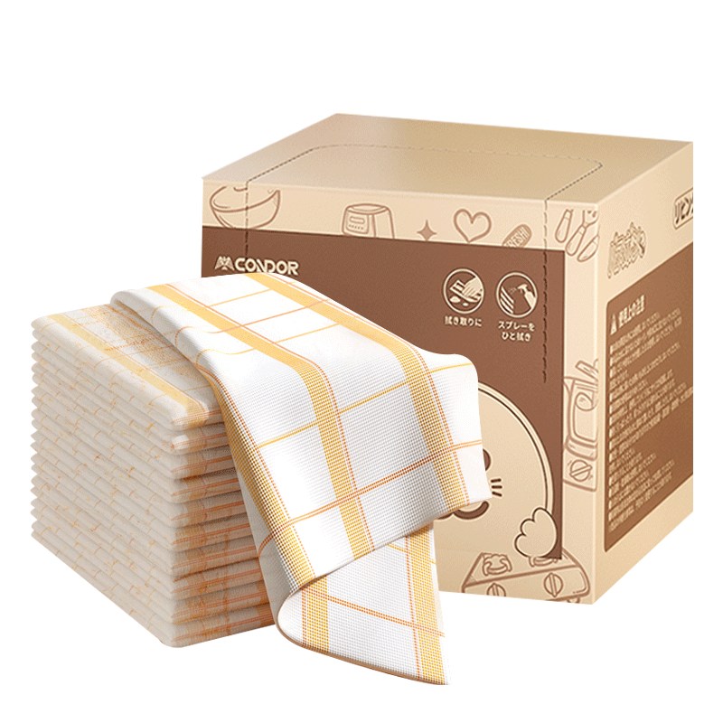 CONDOR Japanese Natural Wood Pulp Cotton Cleaning Cloths, 30 Pieces, Household Kitchen Disposable Weekly-Use Lazy Dishwashing Cloths, Fluorine-Free