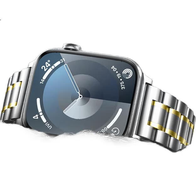 Ремешок Binghong из нержавеющей стали для Apple Watch Series 11, 10, Ultra 3, SE 3/2/S9/S8/2, серебристый с золотыми акцентами, 44/45/46/49 мм